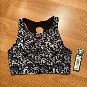 MTA Sport Black and Gray Patterned Sports Bra